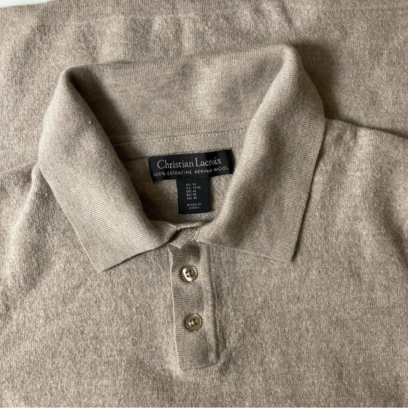 Christian Lacroix Shirt Sweater Men’s Beige Size M Extra fino Merino Wool - Picture 12 of 16
